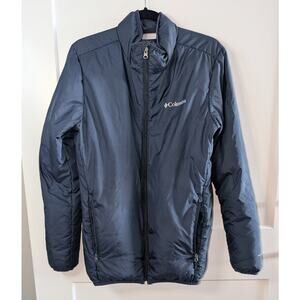 Mens Columbia Omni Heat Down Filled Jacket Navy Blue Size Small Full Zip